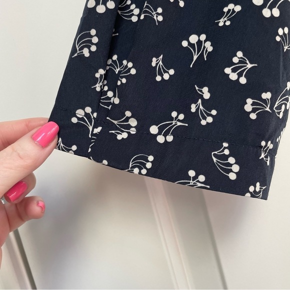 Gap Black Ivory Cherry Print Blouson Pockets Lightweight Popover Mini Dress - Picture 3 of 12